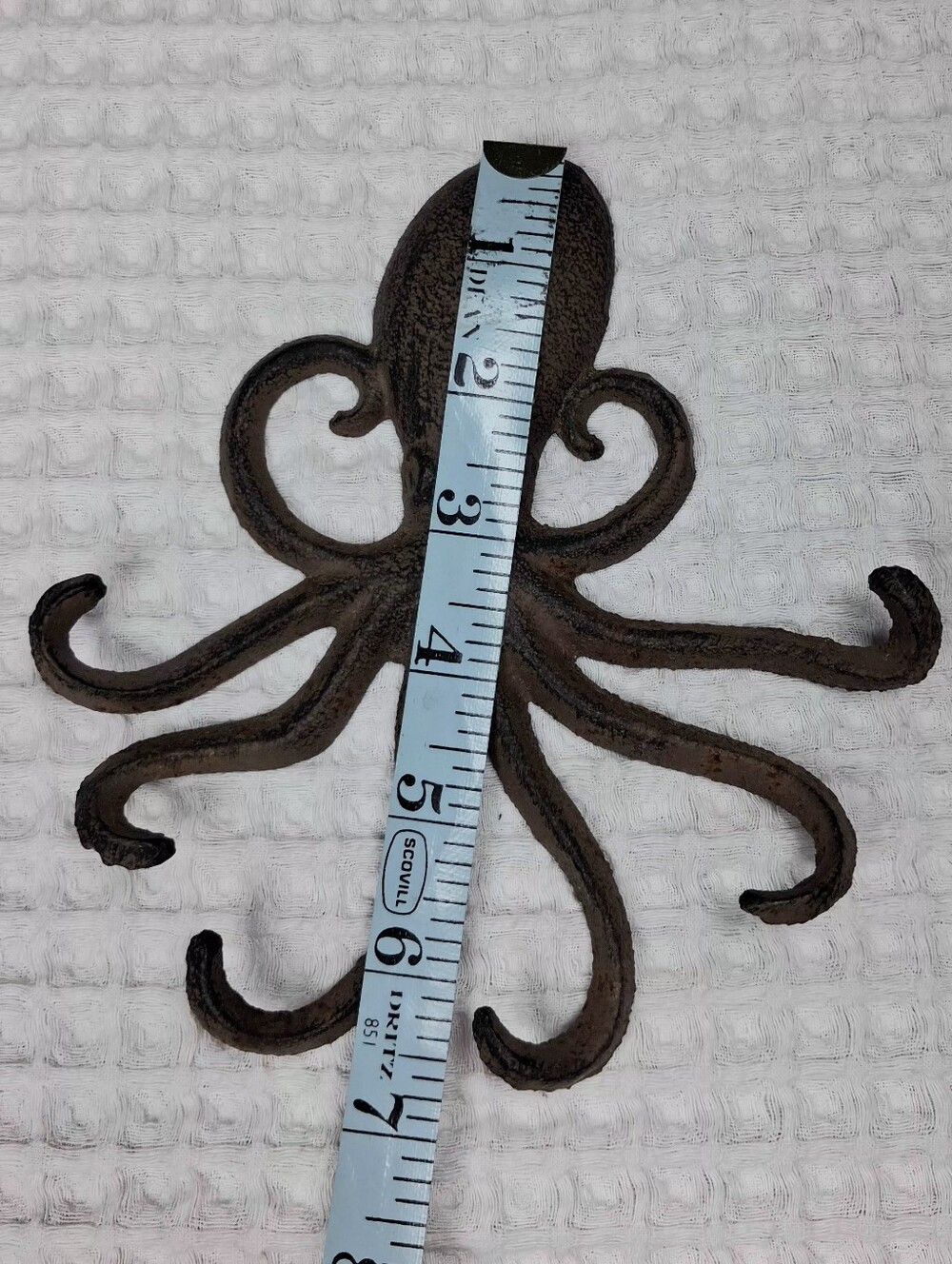 Brown Cast Iron Octopus Key Hook/Hanger 6 Arms - Picture 9 of 11